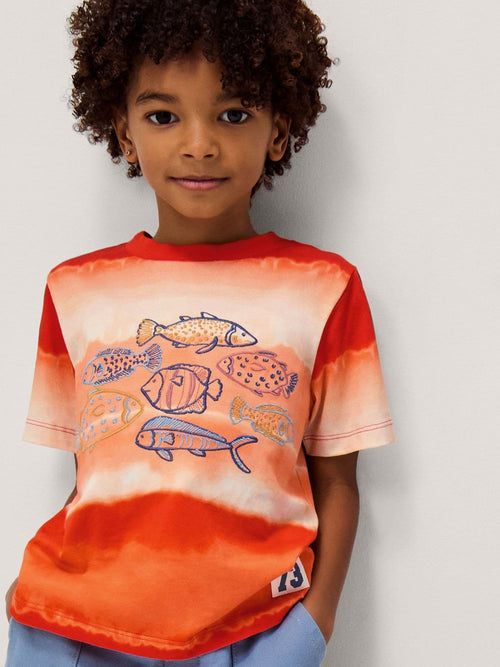 Monsoon Orange Fish Tie Dye T-Shirt image 1