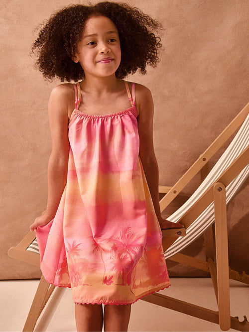 Dsiney Kidz - Monsoon Orange Palm Print Beach Dress image 1