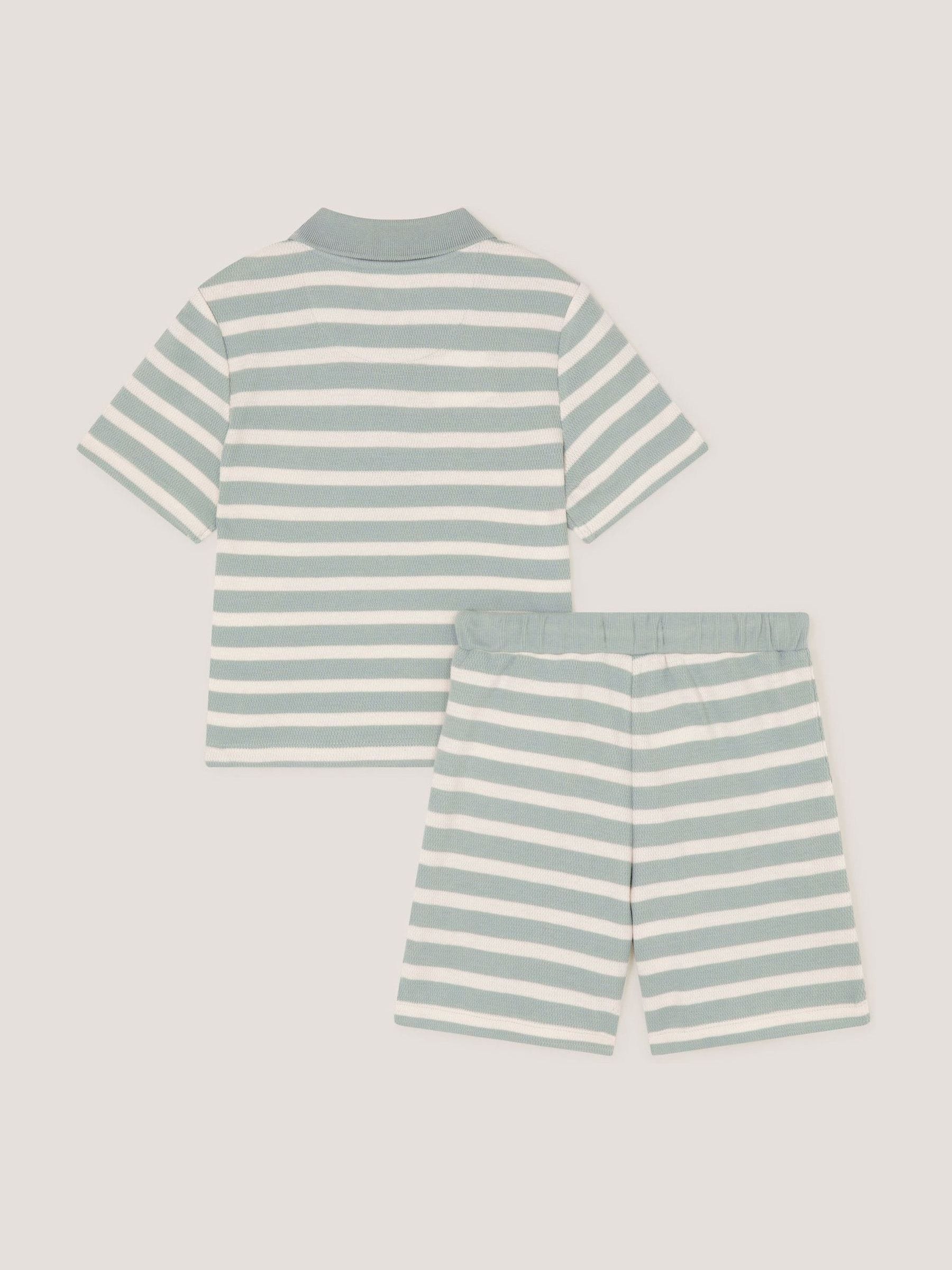 Monsoon Green Stripe Jersey Shirt & Shorts Set image 3