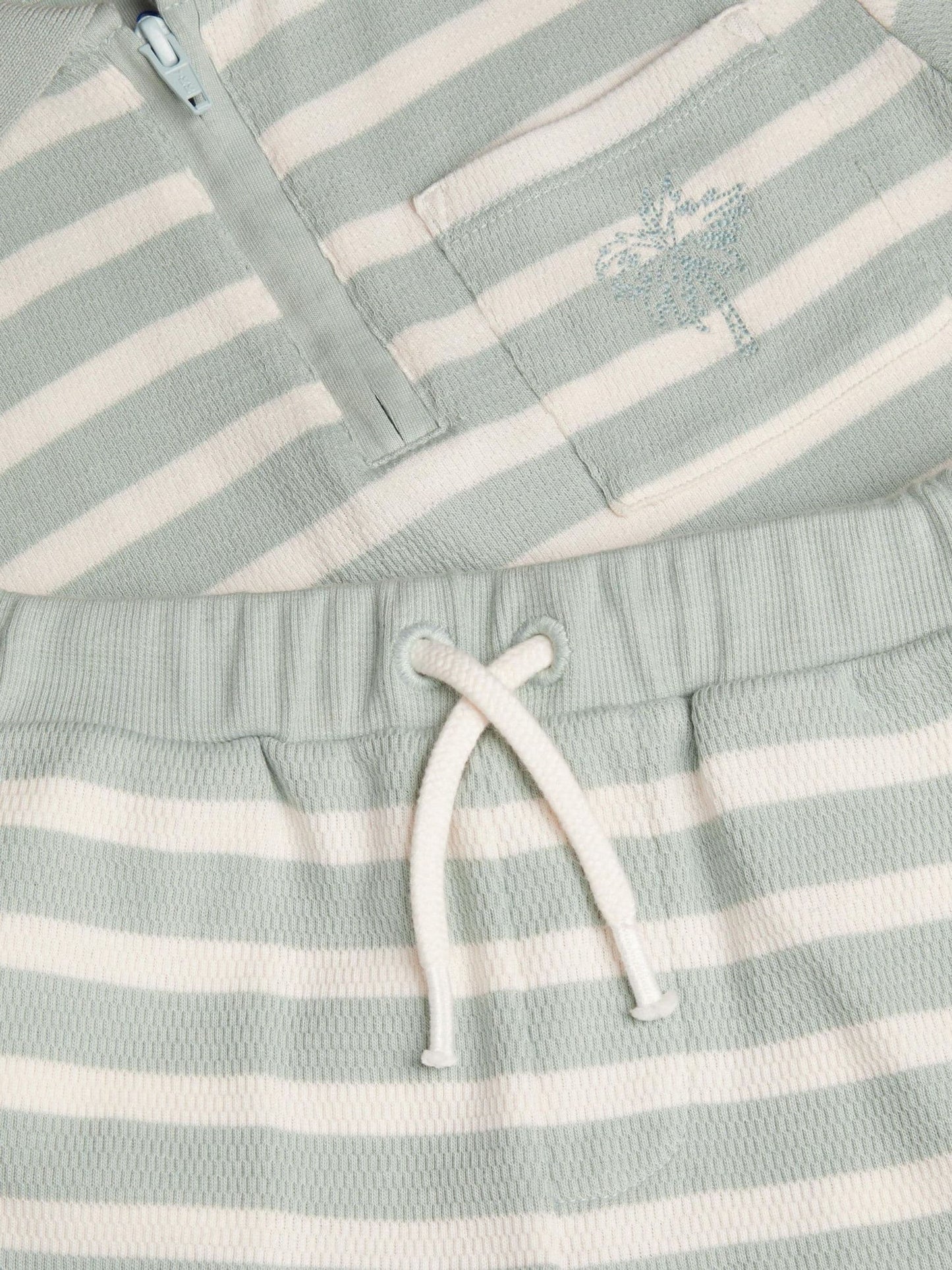 Monsoon Green Stripe Jersey Shirt & Shorts Set image 4