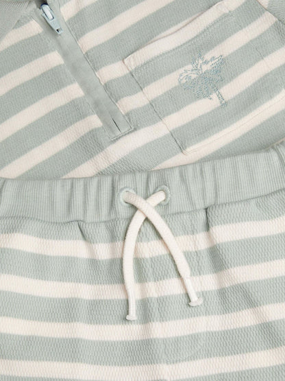 Monsoon Green Stripe Jersey Shirt & Shorts Set image 4