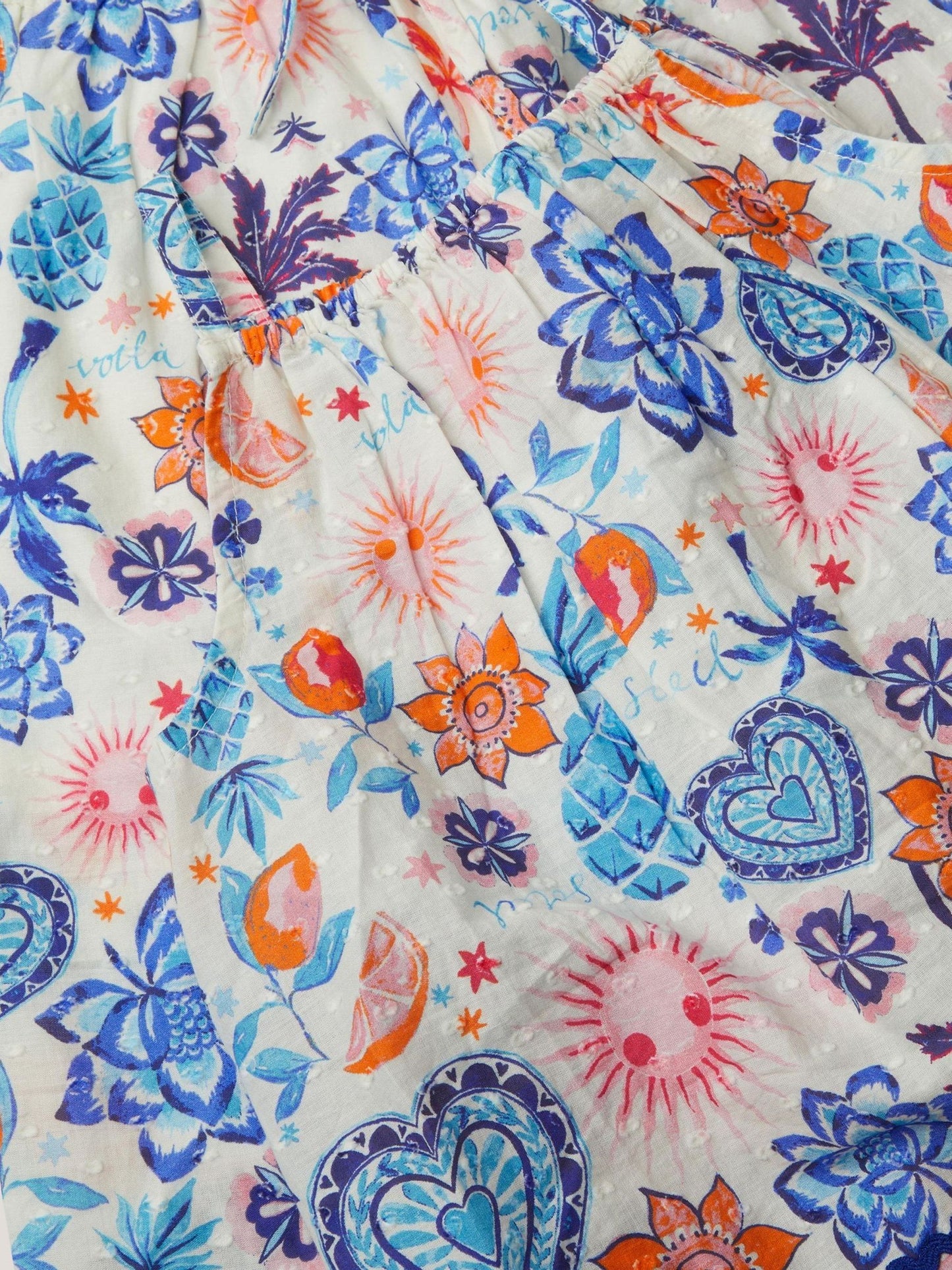 Monsoon Blue /Cream Summer Print Sleeveless Top & Trousers Set image 4