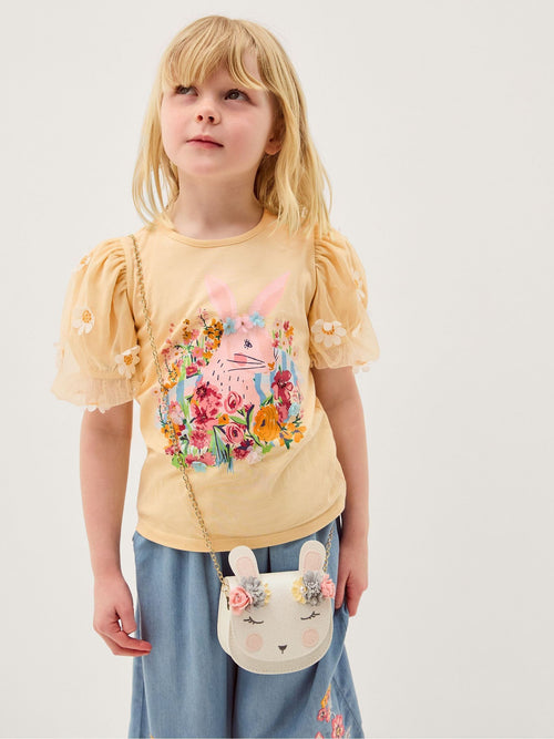 Monsoon Yellow Bunny Graphic Appliqué T-Shirt image 1