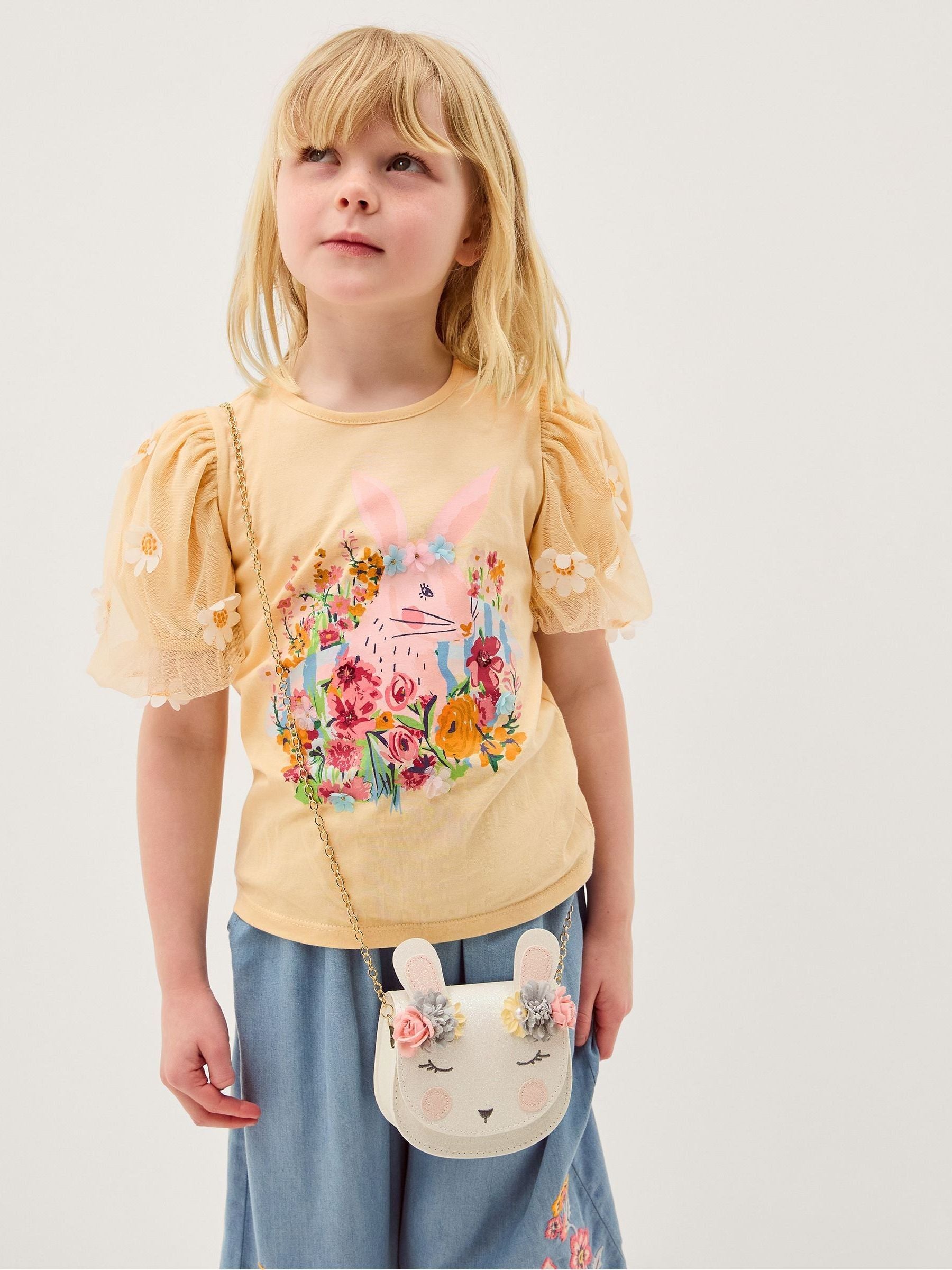 Monsoon Yellow Bunny Graphic Appliqué T-Shirt image 1