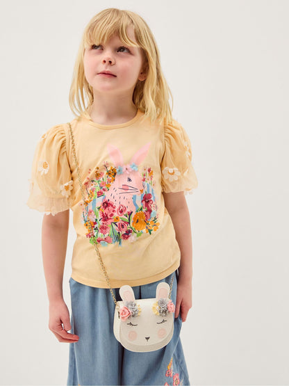 Monsoon Yellow Bunny Graphic Appliqué T-Shirt image 1