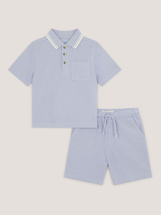 Monsoon Blue Jersey Polo Shirt & Shorts Set image 2