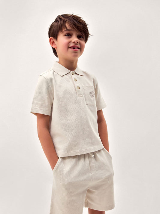 Monsoon Natural Palm Jersey Polo Shirt & Shorts Set image 1