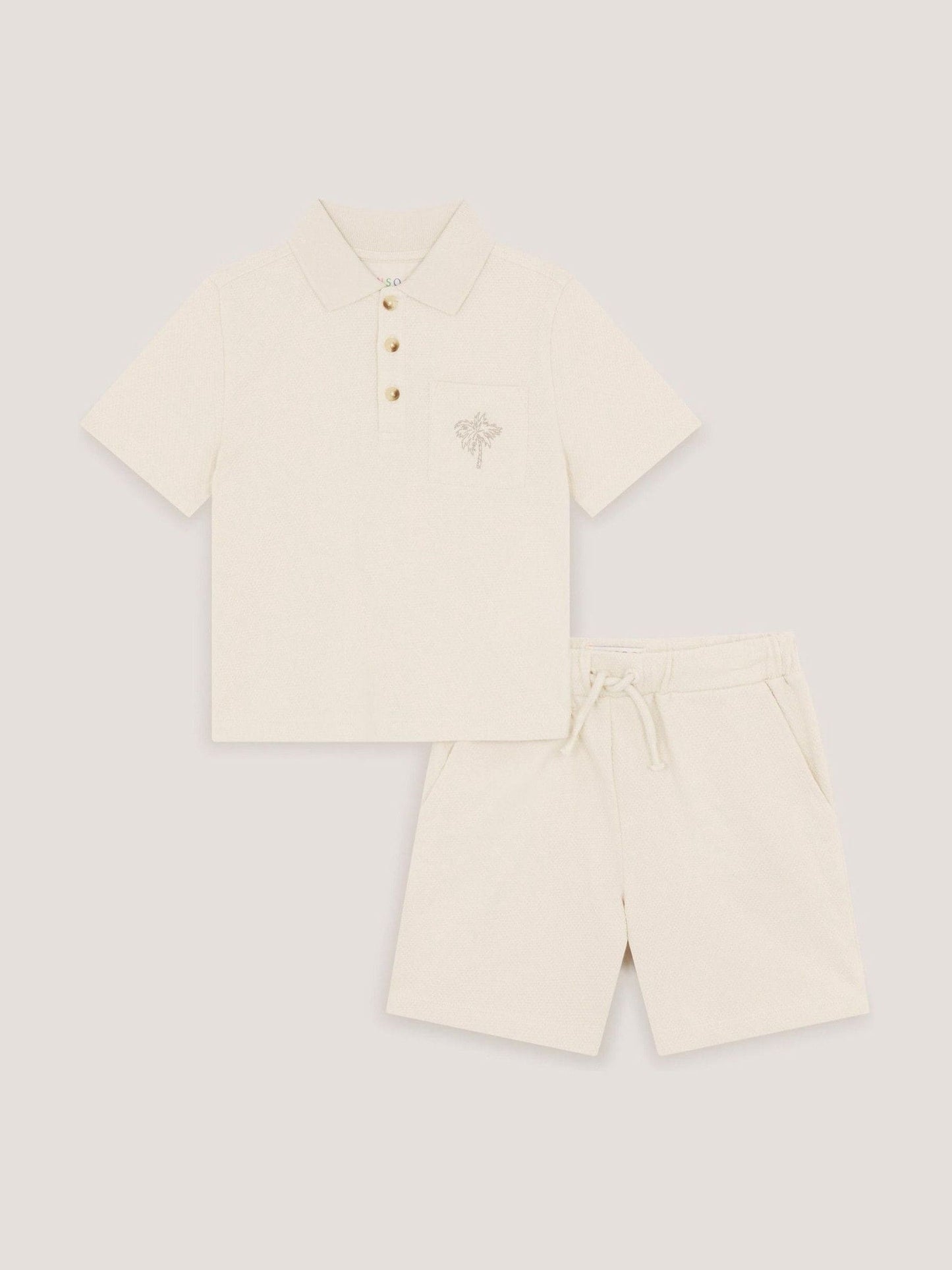 Monsoon Natural Palm Jersey Polo Shirt & Shorts Set image 2