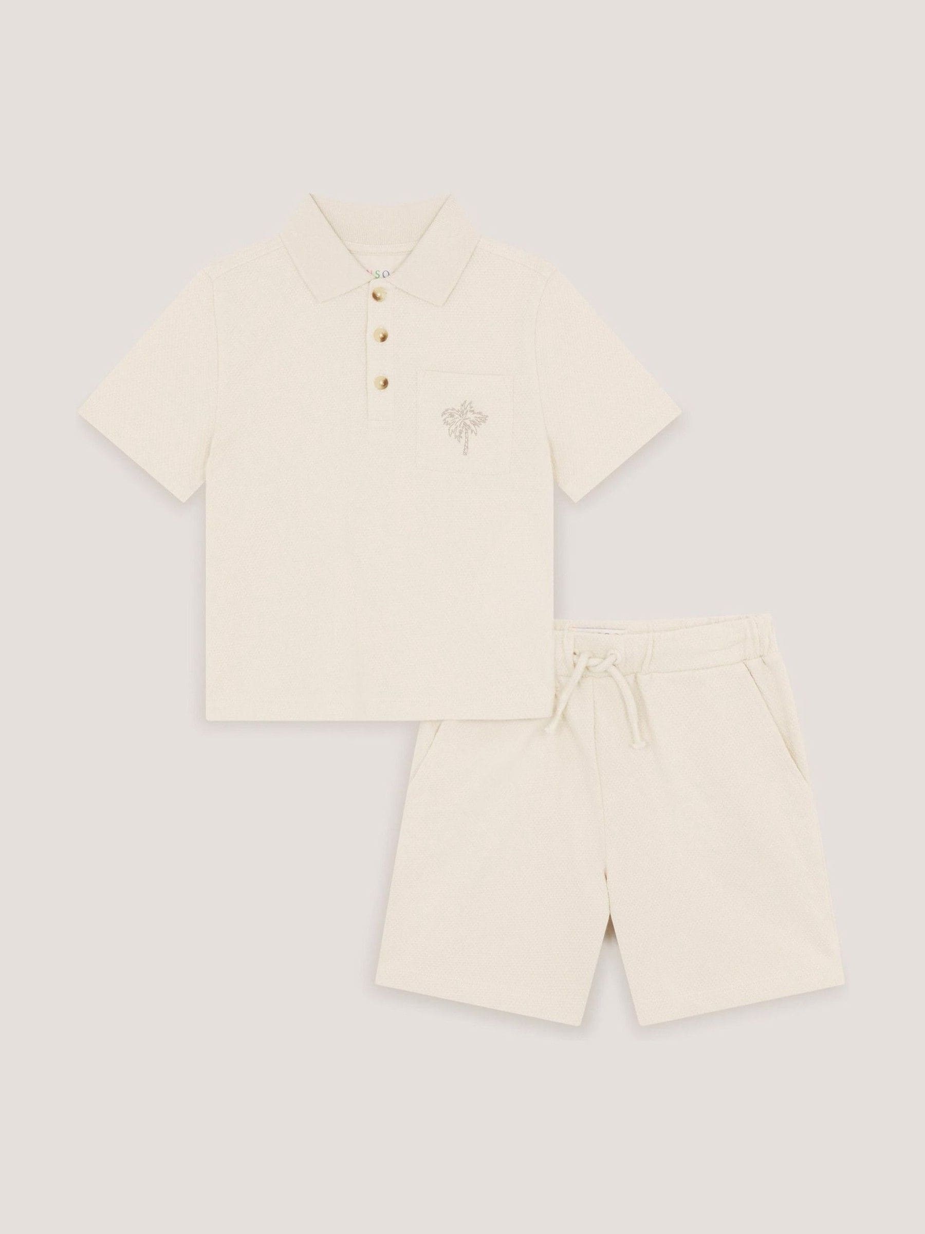 Monsoon Natural Palm Jersey Polo Shirt & Shorts Set image 2