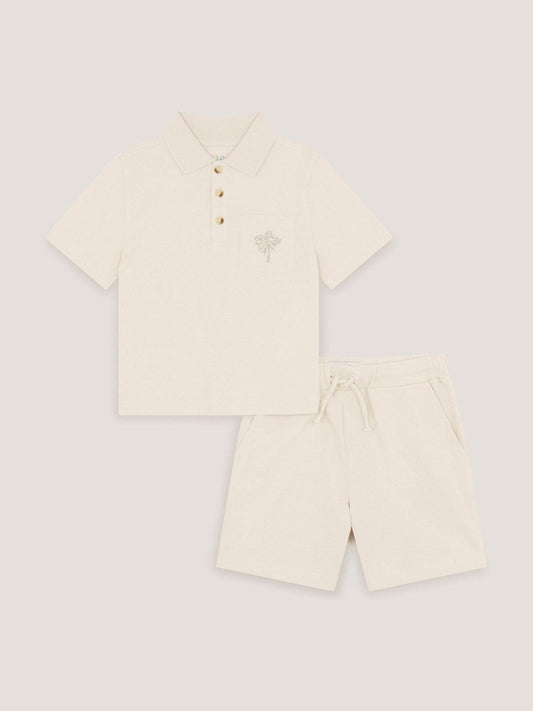 Monsoon Natural Palm Jersey Polo Shirt & Shorts Set image 2