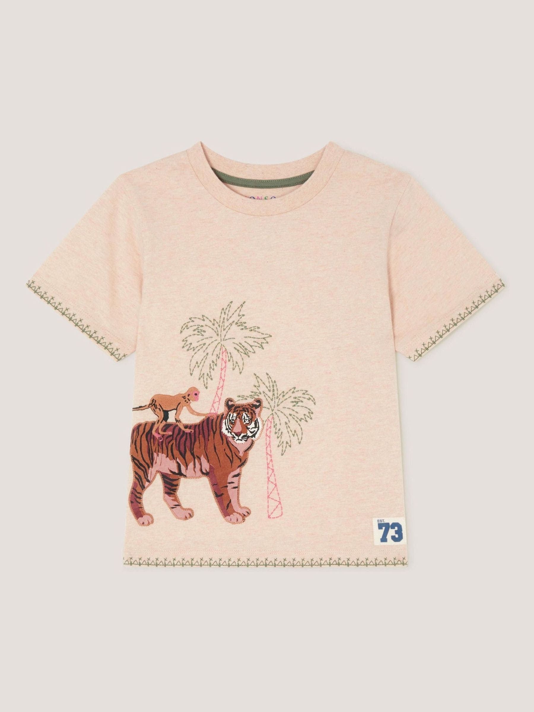 Monsoon Cream Embroidered Tiger T-Shirt image 2