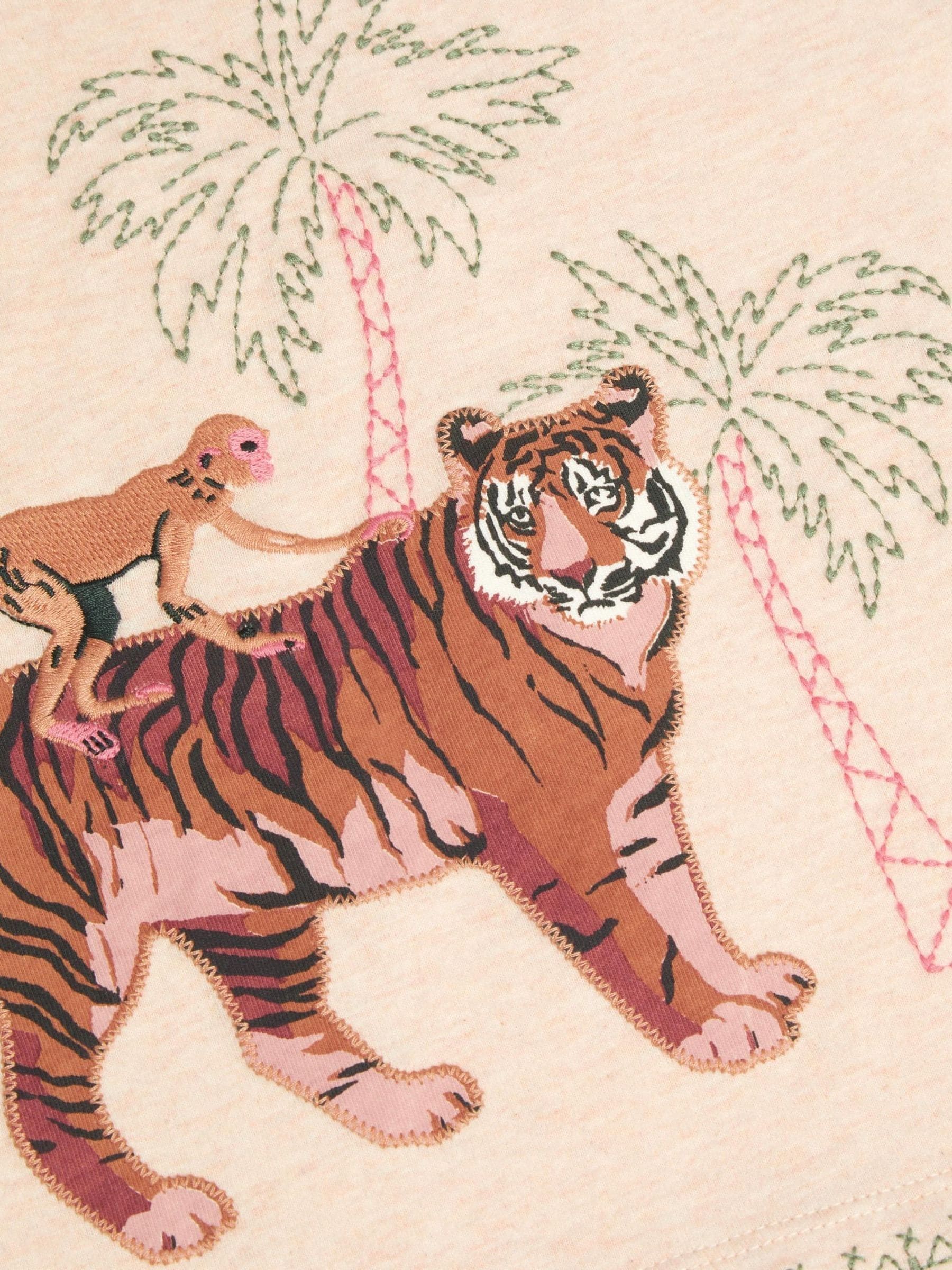 Monsoon Cream Embroidered Tiger T-Shirt image 4