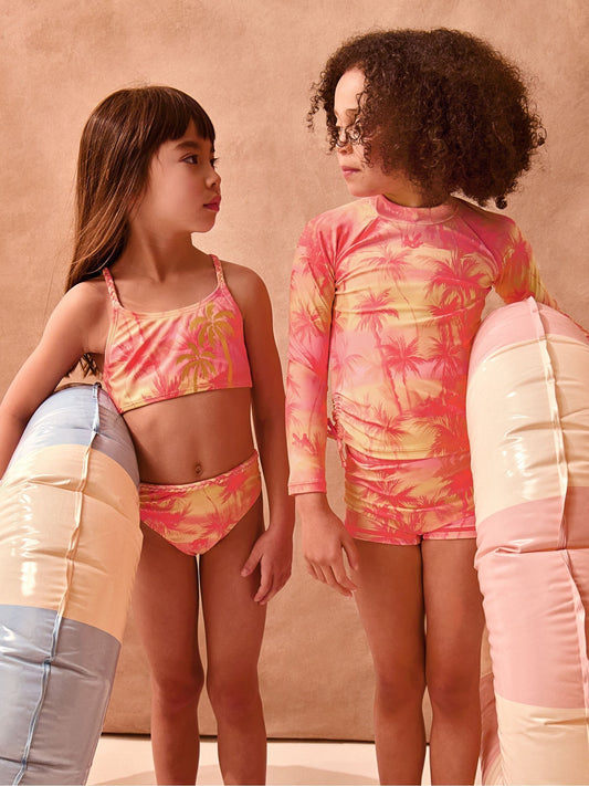 Dsiney Kidz - Monsoon Orange Palm Print UPF50+ Rash Vest Swim Set image 2