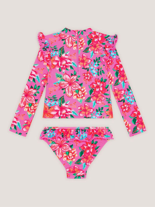 Dsiney Kidz - Monsoon Pink Tropical Flower Print UPF50+ Long Sleeve Swim Set image 2