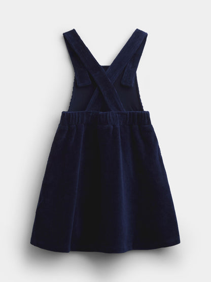 JoJo Maman Bébé Navy Blue Mouse Embroidered Velour Pinafore Set - image 3
