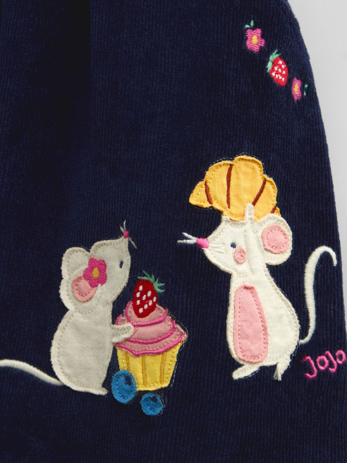 JoJo Maman Bébé Navy Blue Mouse Embroidered Velour Pinafore Set - image 7