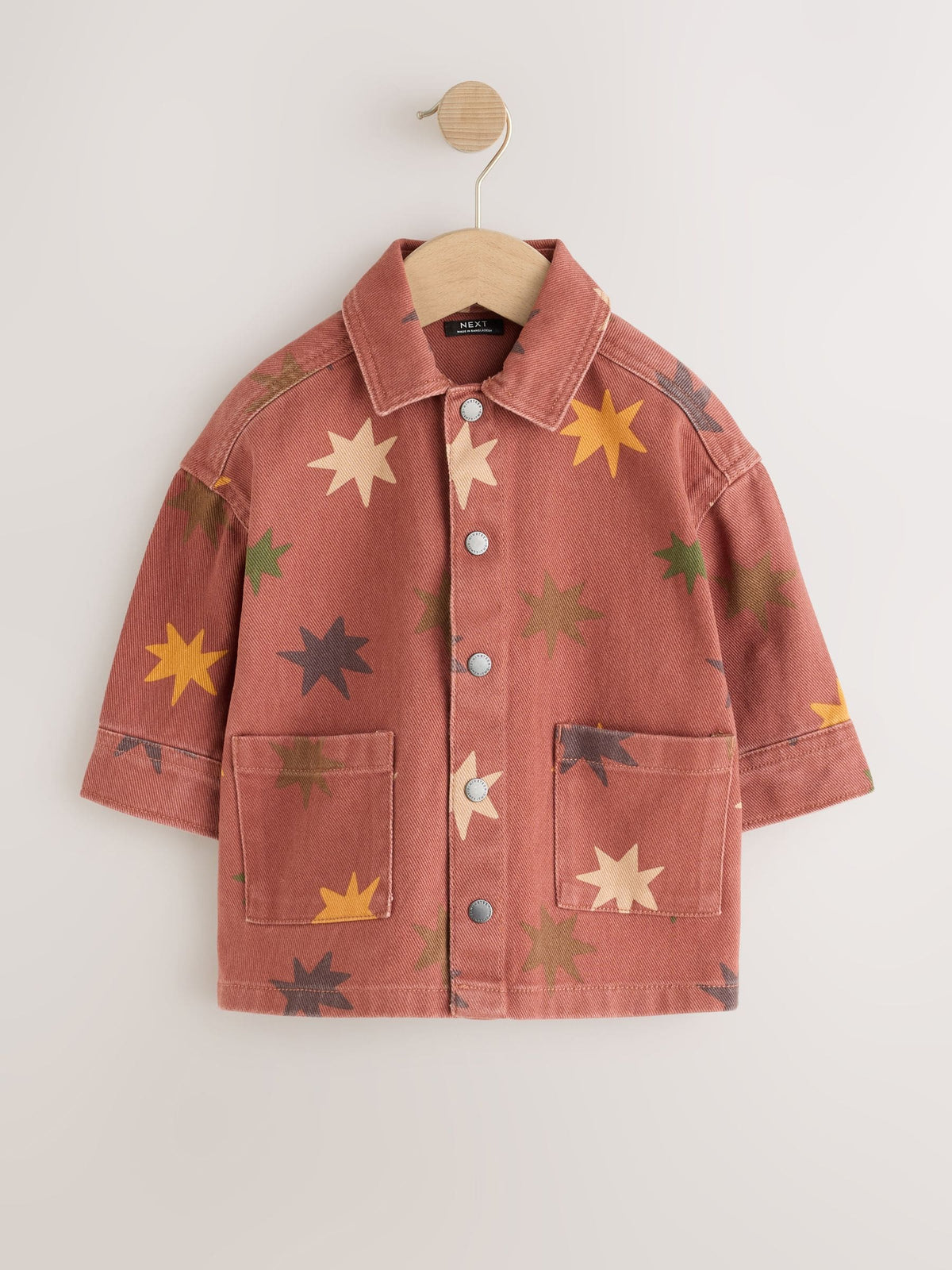 Rust Brown All Over Print Stars Twill Printed Overshirt (3mths-7yrs) - image 1