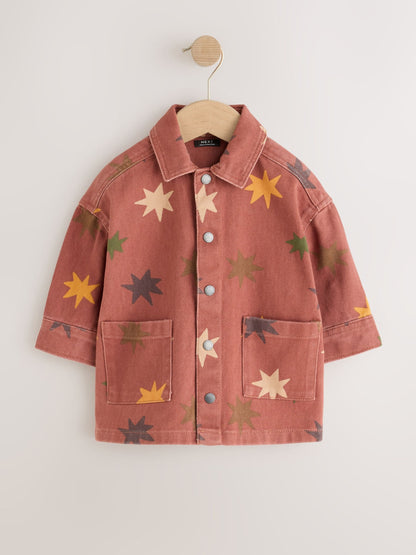 Rust Brown All Over Print Stars Twill Printed Overshirt (3mths-7yrs) - image 1