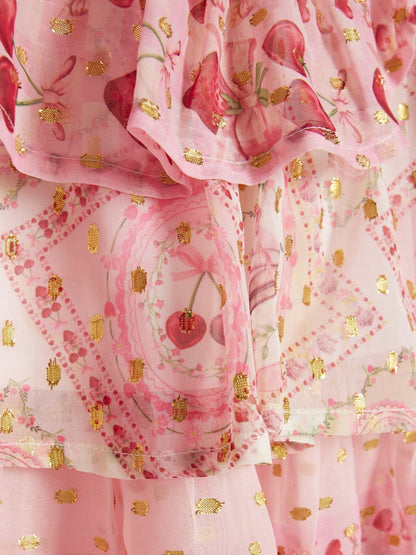 Dsiney Kidz - River Island Pink Cherry Chiffon Dress image 3