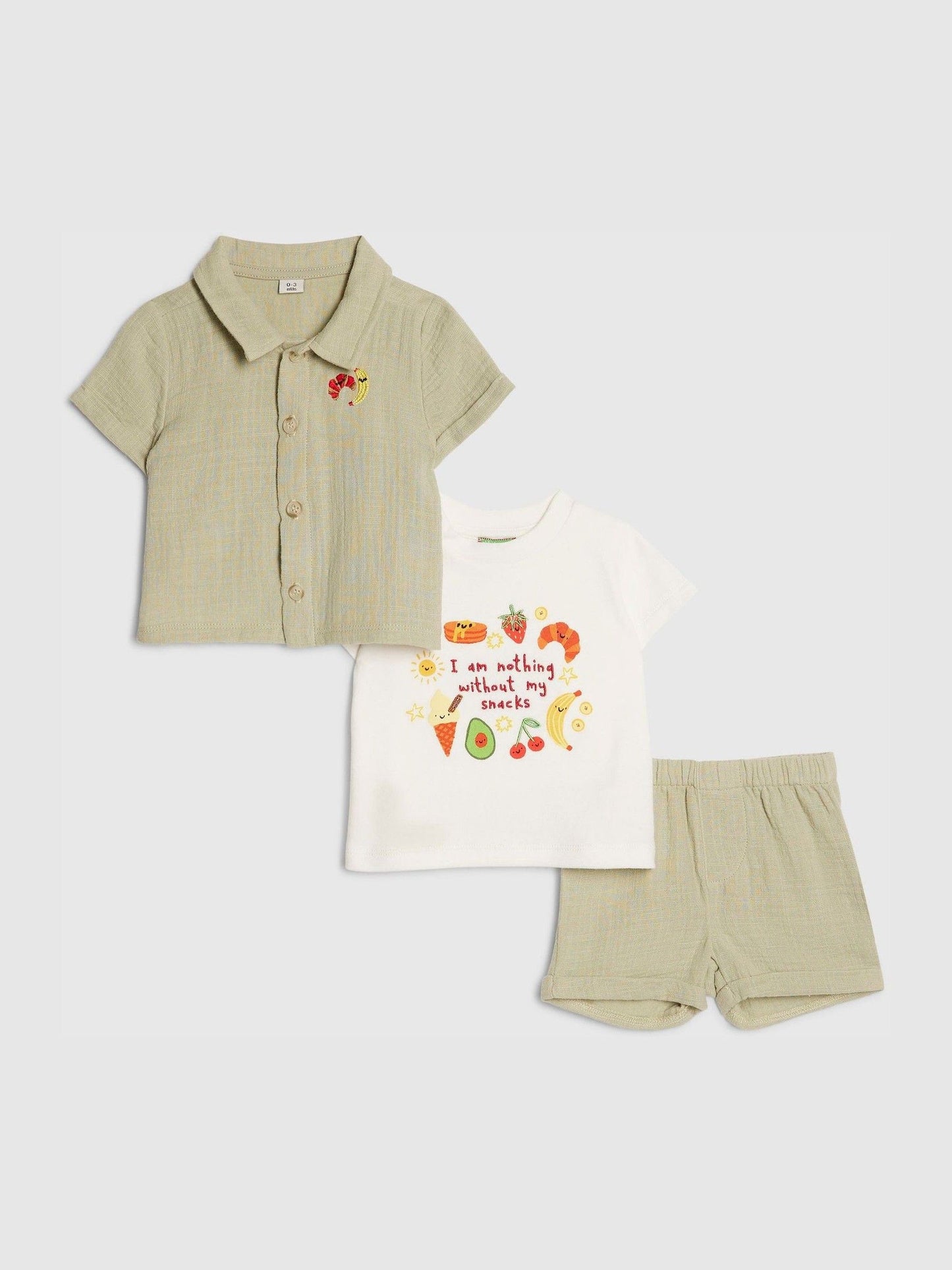 River Island Green Abbie Rosie Snacks T-Shirt & Shorts Set image 1