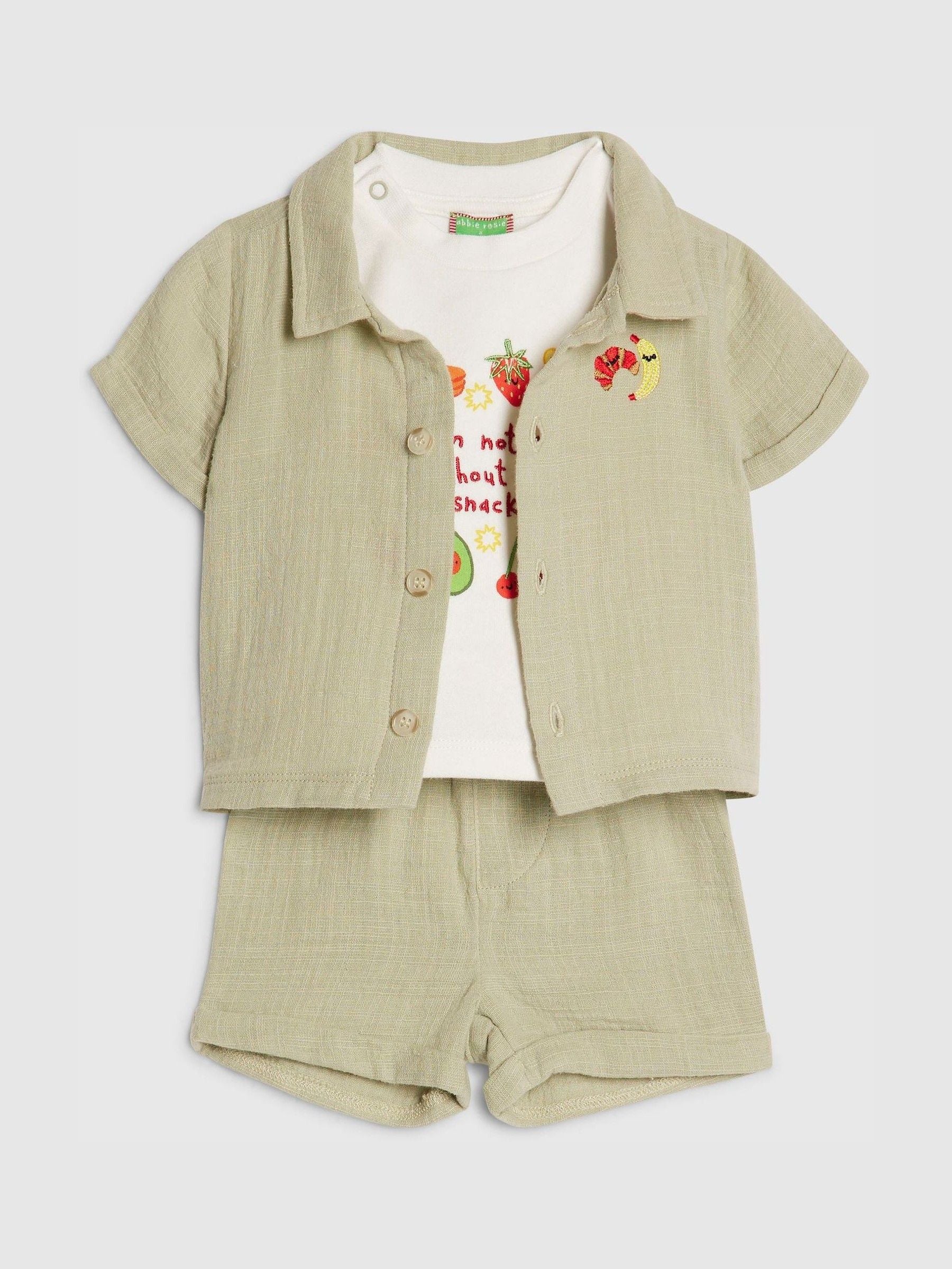 River Island Green Abbie Rosie Snacks T-Shirt & Shorts Set image 4