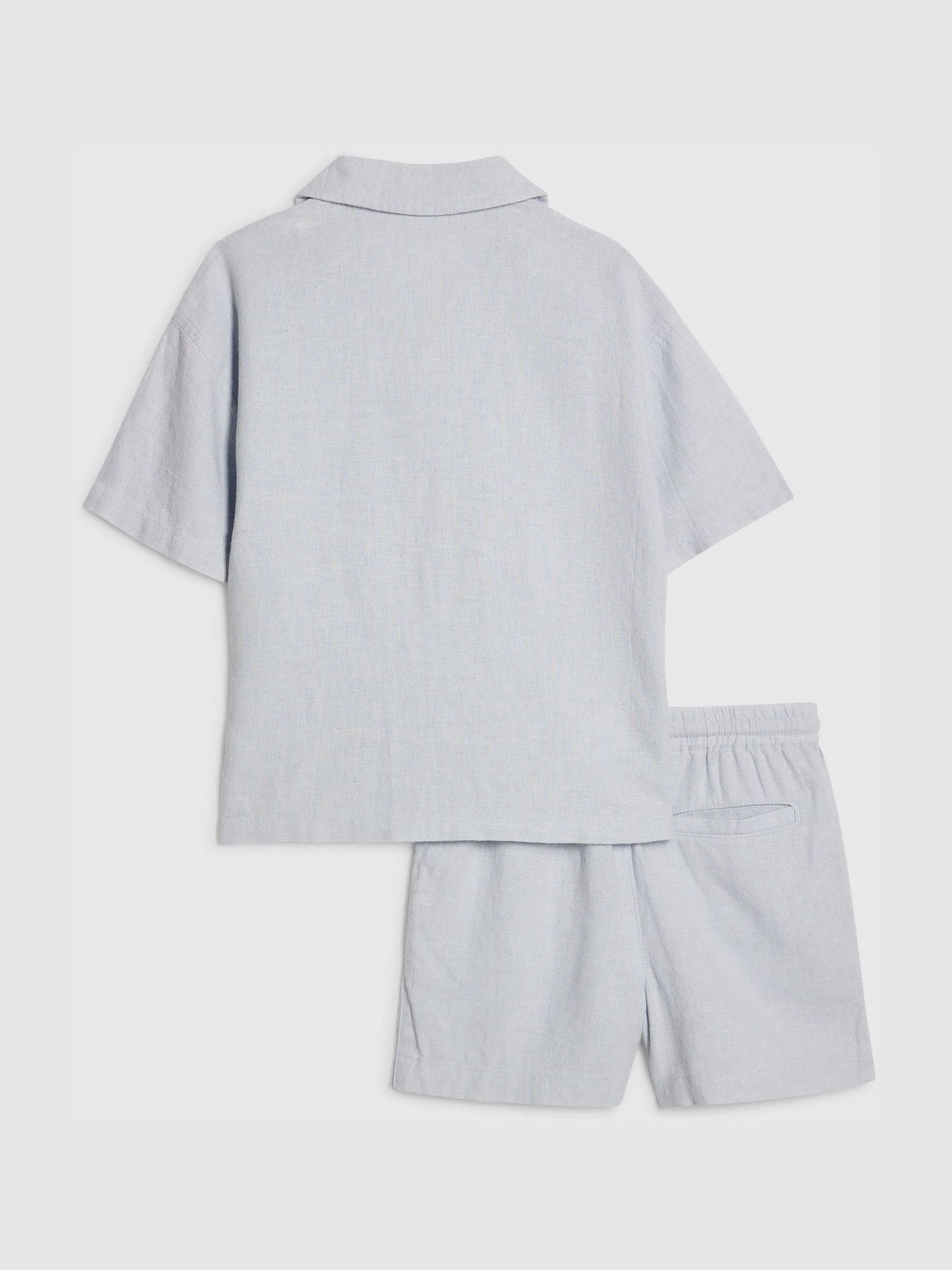 River Island Blue Short Sleeve Linen Shirt & Shorts Set image 3