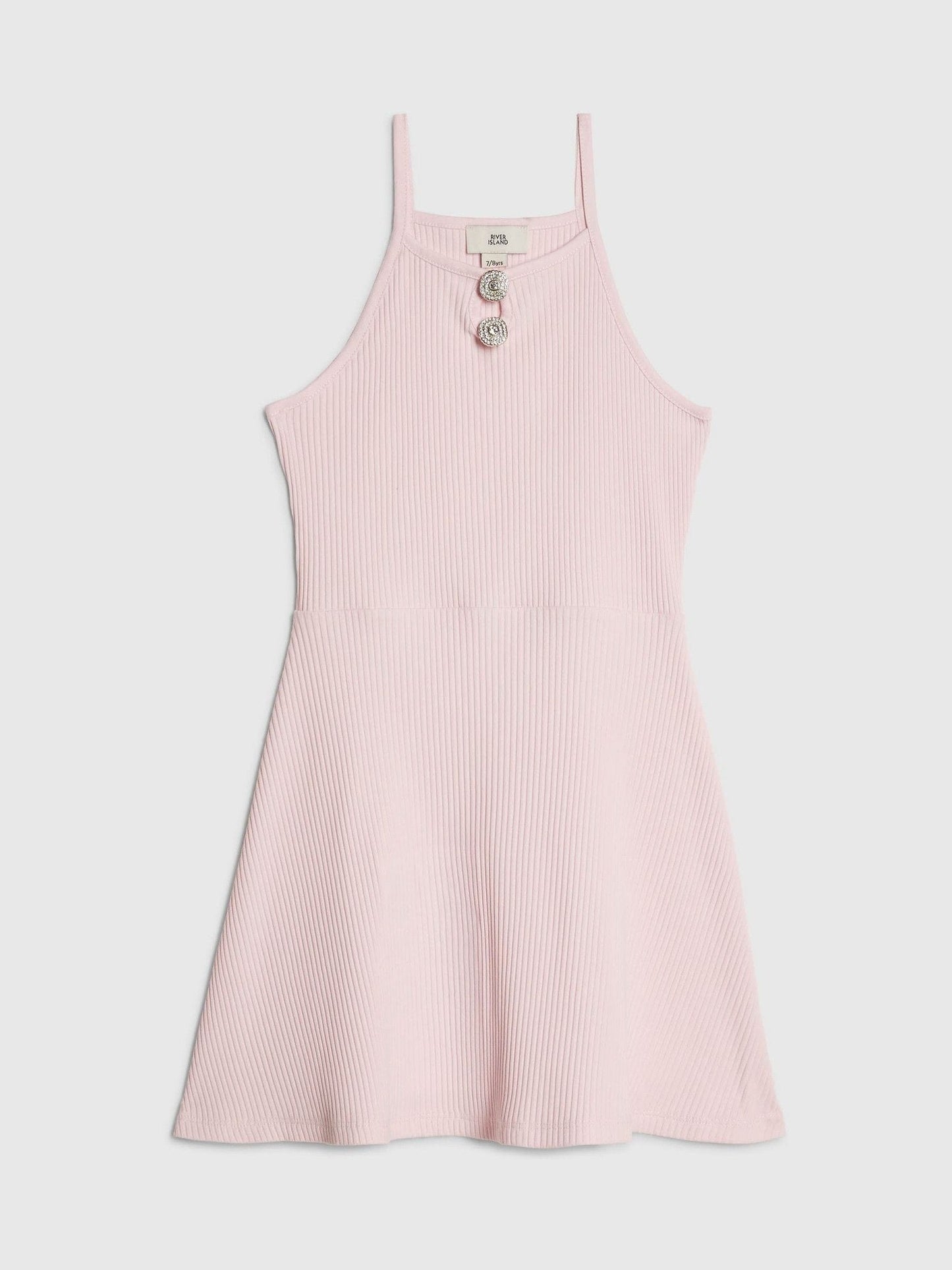 River Island Pink Halter Rib Dress image 1