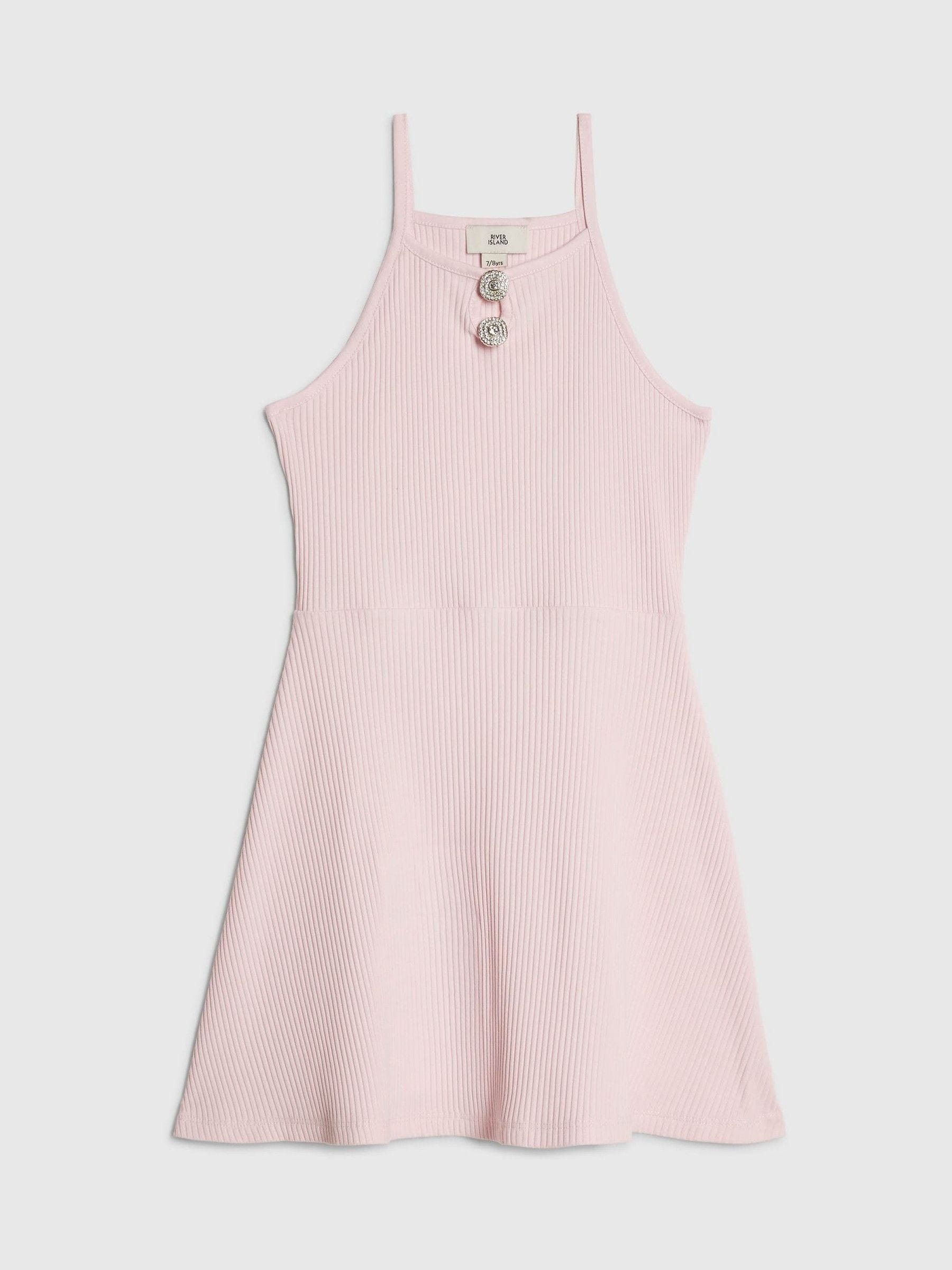 River Island Pink Halter Rib Dress image 1