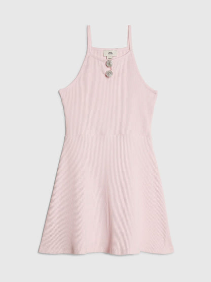 River Island Pink Halter Rib Dress image 1