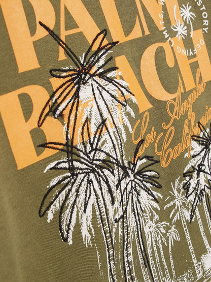 River Island Green Oversized Palm Beach Graphic T-Shirt & Shorts Set image 5