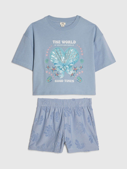Dsiney Kidz - River Island Blue Shell T-Shirt & Towelling Shorts Set image 1