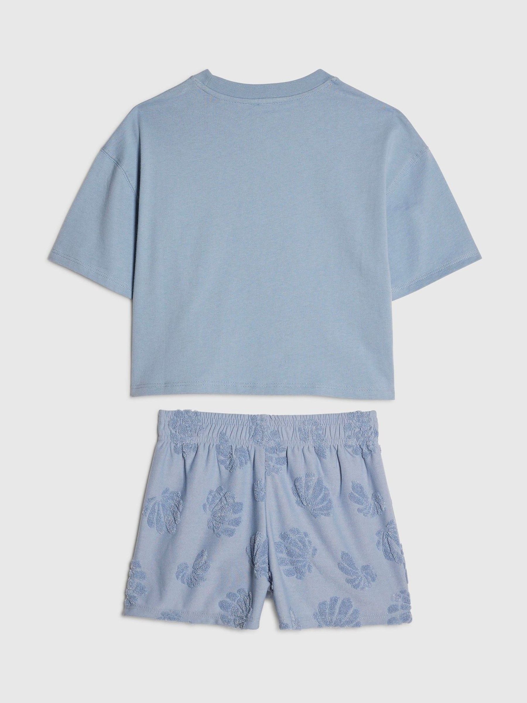 Dsiney Kidz - River Island Blue Shell T-Shirt & Towelling Shorts Set image 2