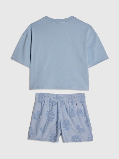 Dsiney Kidz - River Island Blue Shell T-Shirt & Towelling Shorts Set image 2