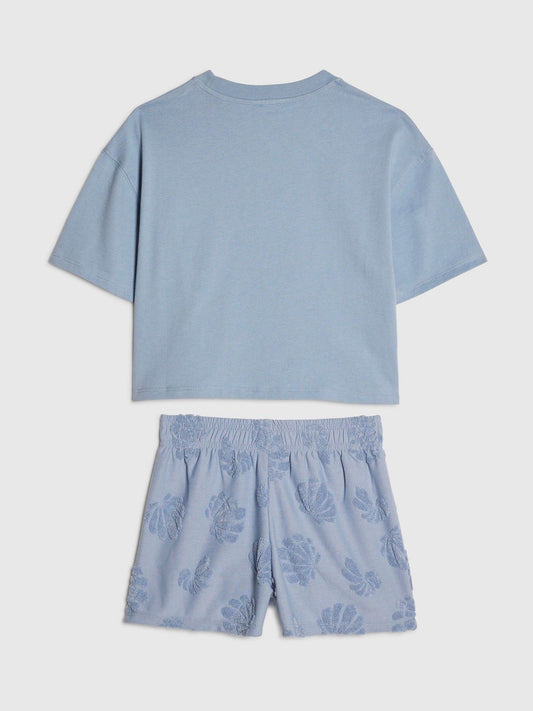 Dsiney Kidz - River Island Blue Shell T-Shirt & Towelling Shorts Set image 2