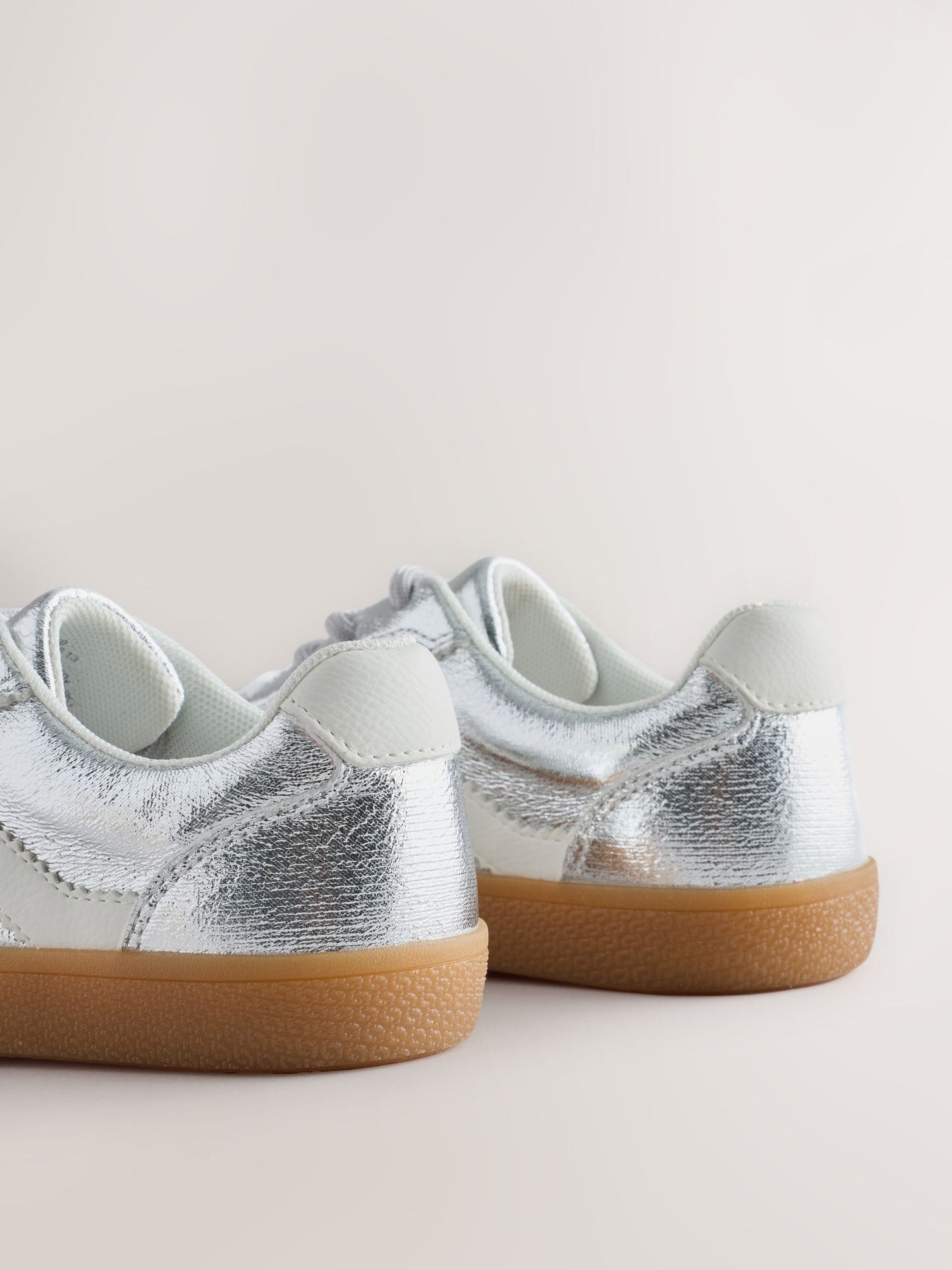 Silver Metallic Standard Fit (F) Retro Trainers image 3