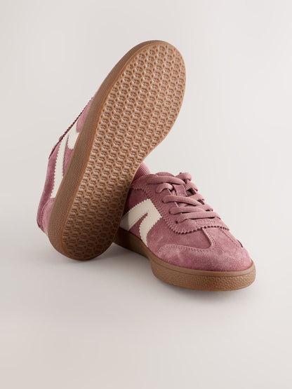 Pink Suede Wide Fit (G) Retro Trainers image 3
