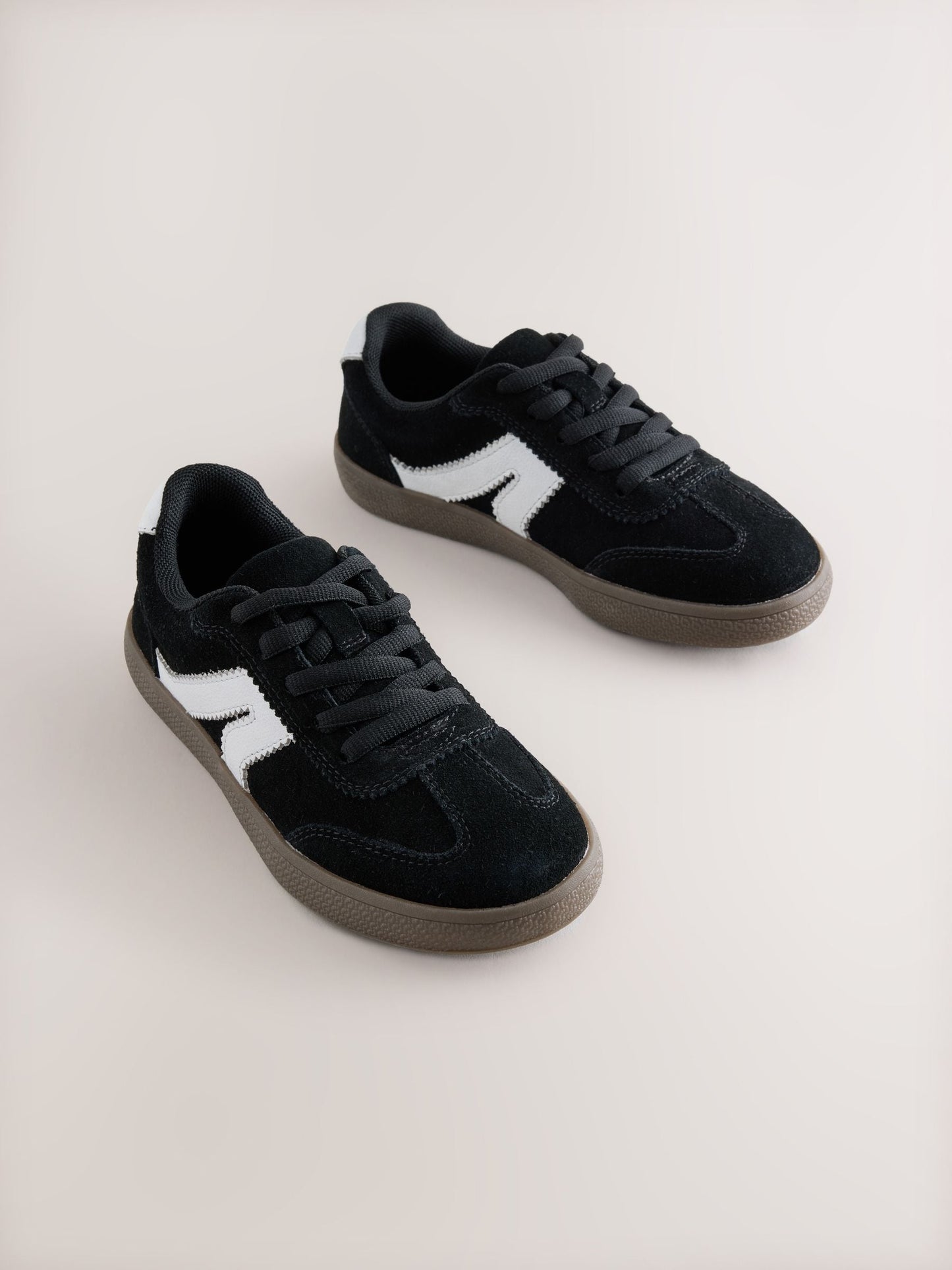 Black Suede Wide Fit (G) Retro Trainers image 1