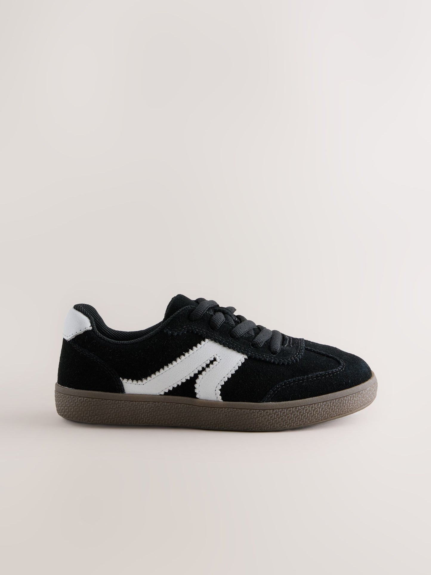 Black Suede Wide Fit (G) Retro Trainers image 2