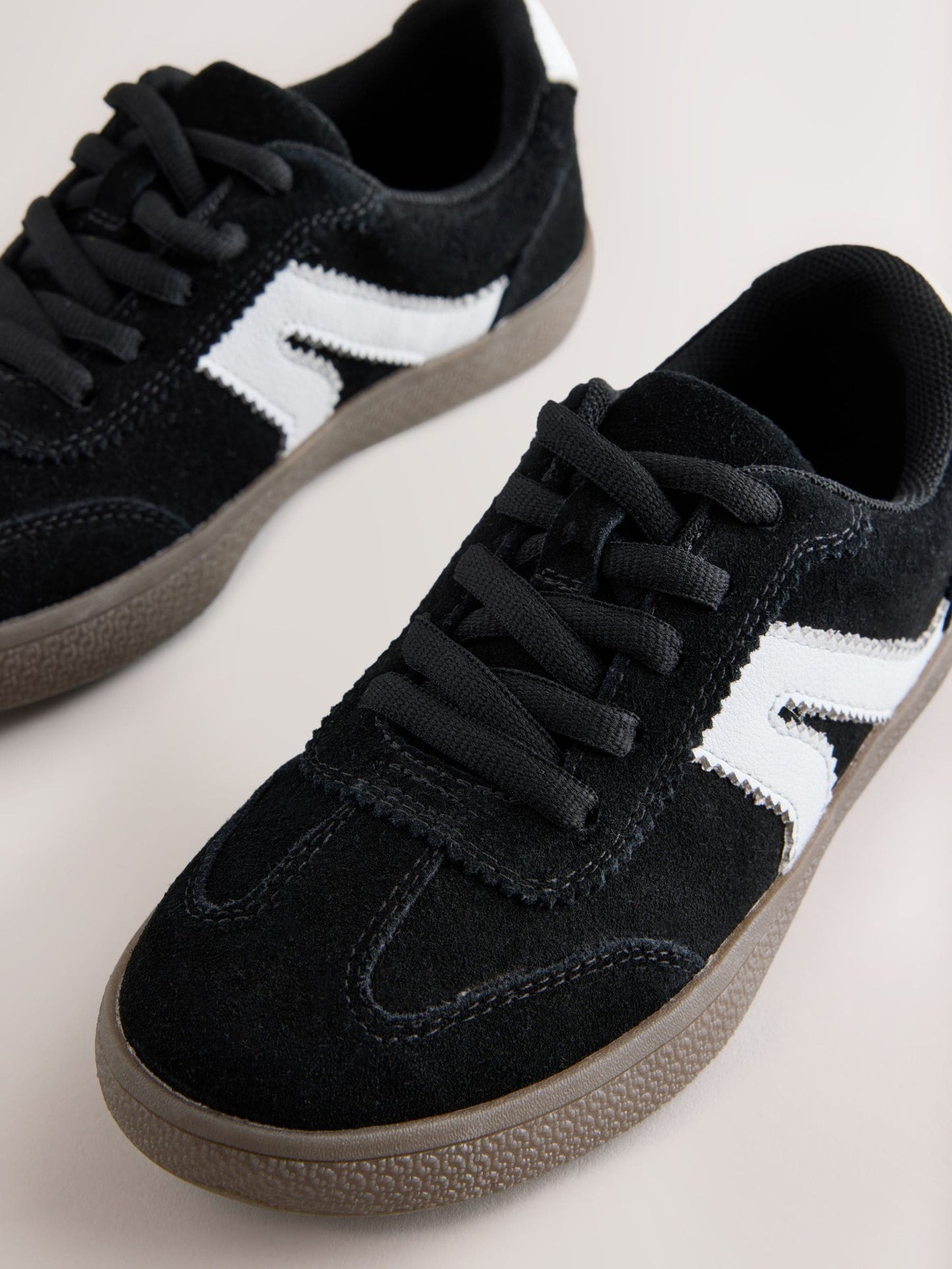 Black Suede Wide Fit (G) Retro Trainers image 3