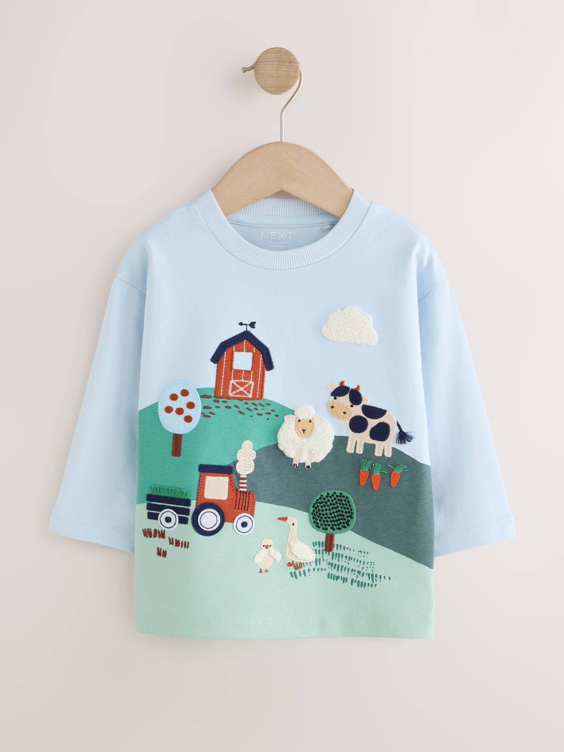 Dsiney Kidz - Blue Farm Scene Long Sleeve Appliqué T-Shirt (3mths-7yrs) image 1