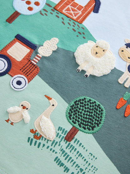 Dsiney Kidz - Blue Farm Scene Long Sleeve Appliqué T-Shirt (3mths-7yrs) image 3