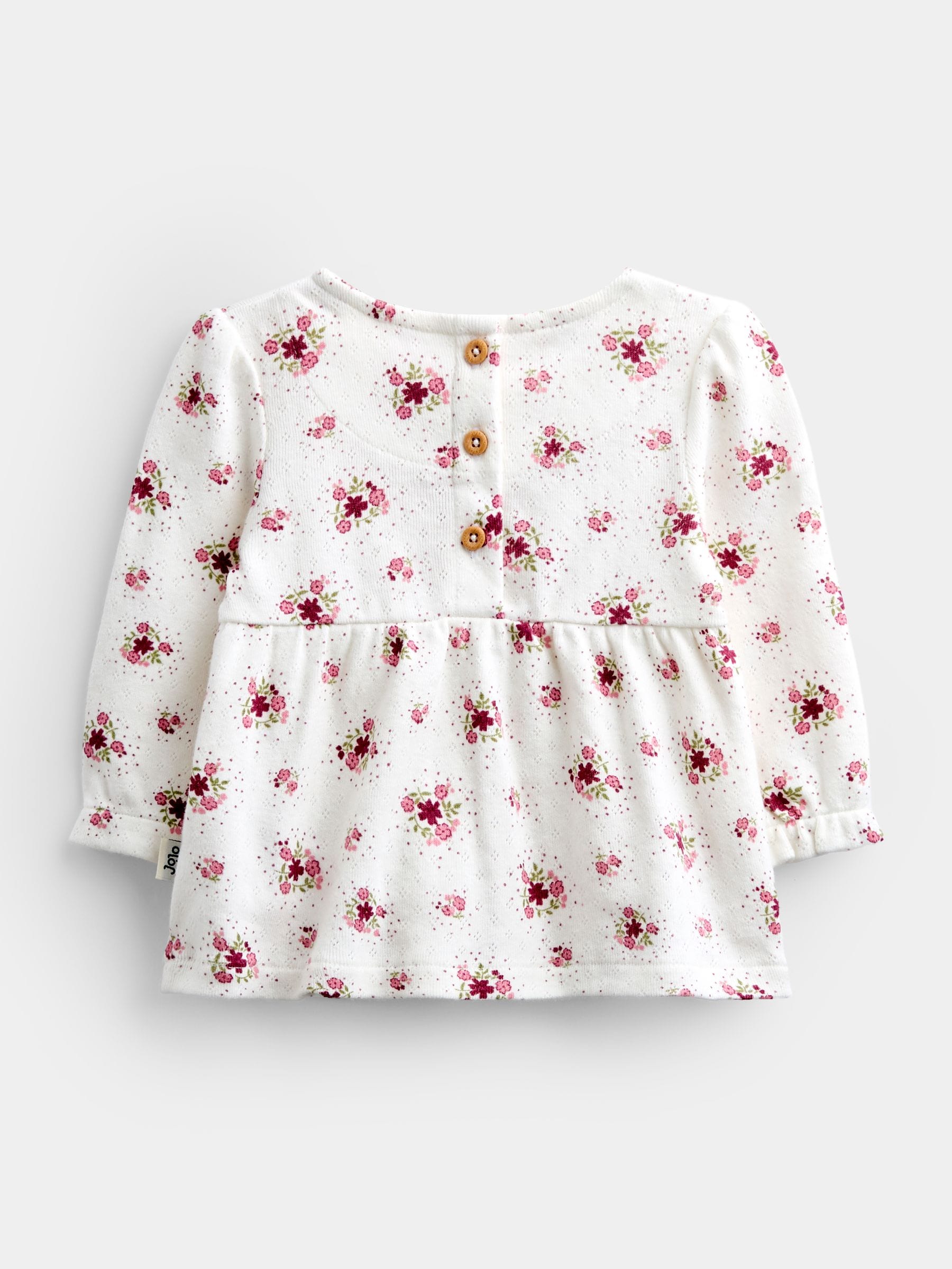 Dsiney Kidz - JoJo Maman Bébé Rose Pink Floral Blouse, Leggings & Gilet Baby Set image 3