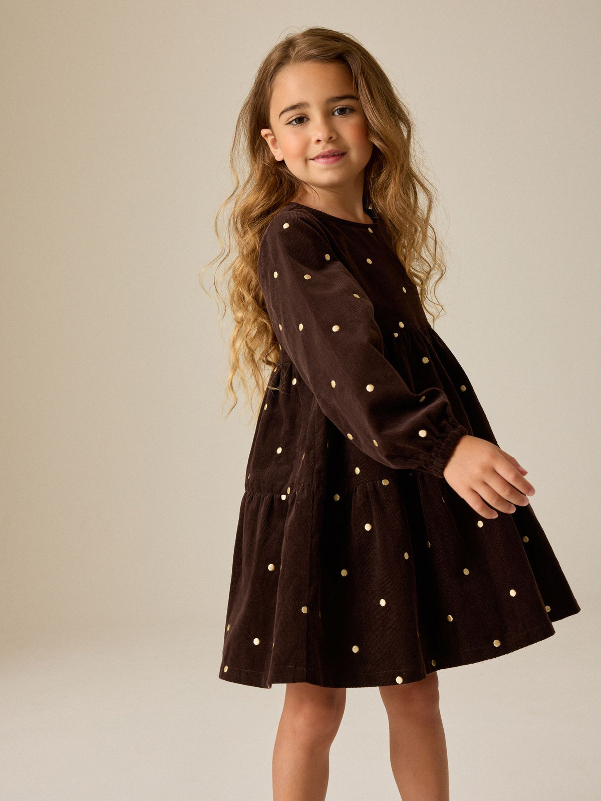 Dsiney Kidz - Brown Cord Spot Dress (3-16yrs) image 1