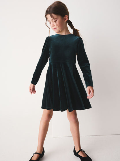 Dsiney Kidz - Green Velvet Skater Dress (3-16yrs) image 1
