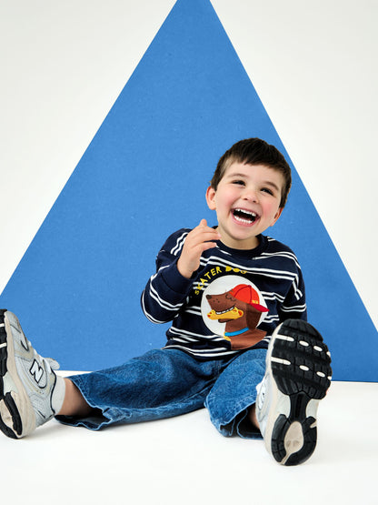 Dsiney Kidz - JoJo Maman Bébé Navy Blue Skater Dog Appliqué Sweatshirt image 1