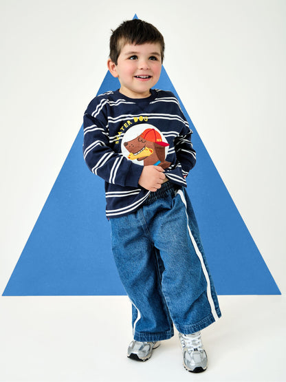 Dsiney Kidz - JoJo Maman Bébé Navy Blue Skater Dog Appliqué Sweatshirt image 2