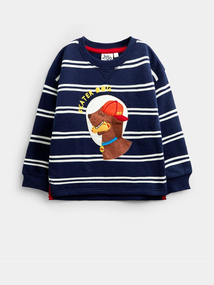 Dsiney Kidz - JoJo Maman Bébé Navy Blue Skater Dog Appliqué Sweatshirt image 3