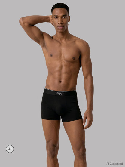 Dsiney Kidz - Calvin Klein Black/White Graphic Monogram Cotton Stretch Trunks 3 Pack image 2
