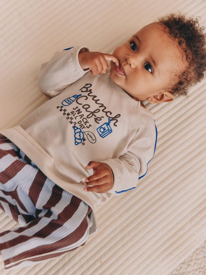 Blue/Brown Brunch Club Baby Top and Wide Leg Leggings Set (0mths-2yrs) - image 3