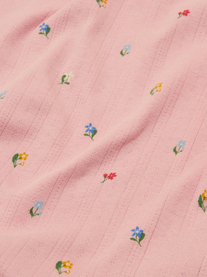 Joules Girls' Odelia Pink Floral Long Sleeve Pointelle Top - image 4